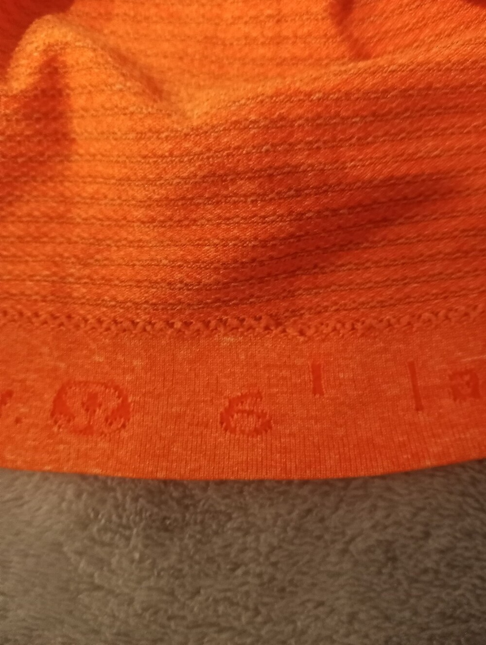 lululemon Women's Ribbed Long Sleeve Top - Bright Orange with Gray Trim Size 6 - Picture 2 of 14